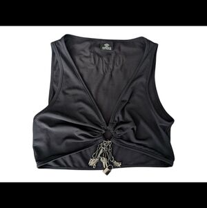 RARE Versace black crop top with key charm | size: Small
